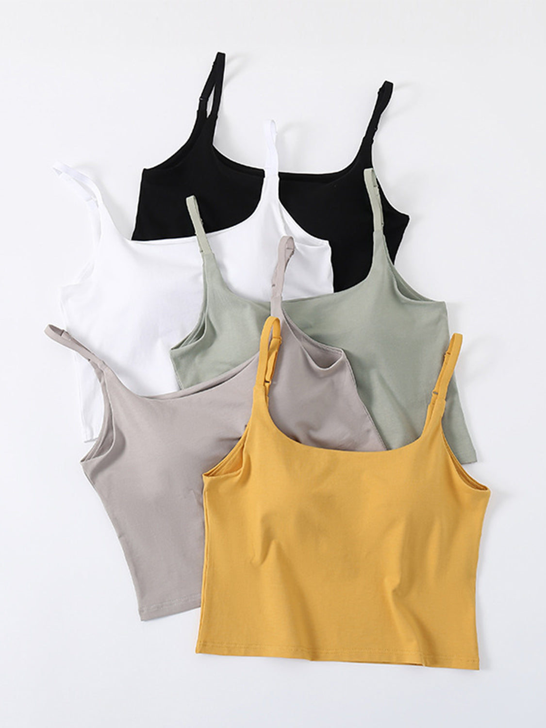 Scoop Neck Cropped Cami with Chest Pads Camisoles Mustard