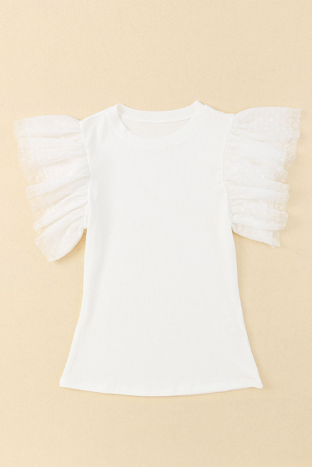 Ruffled Round Neck Cap Sleeve Blouse Blouse