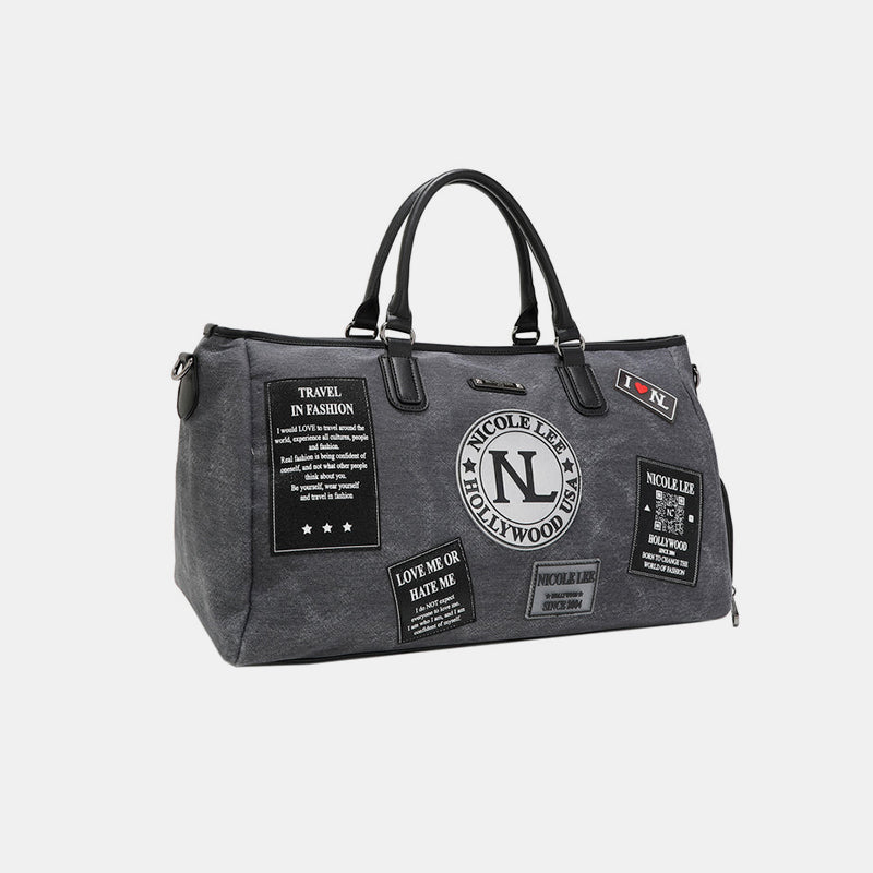 Nicole Lee USA Denim Patch Duffel Bag