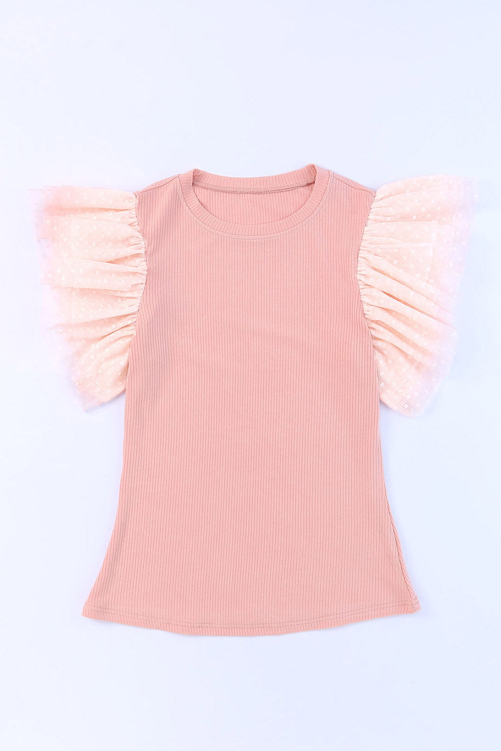 Ruffled Round Neck Cap Sleeve Blouse Blouse