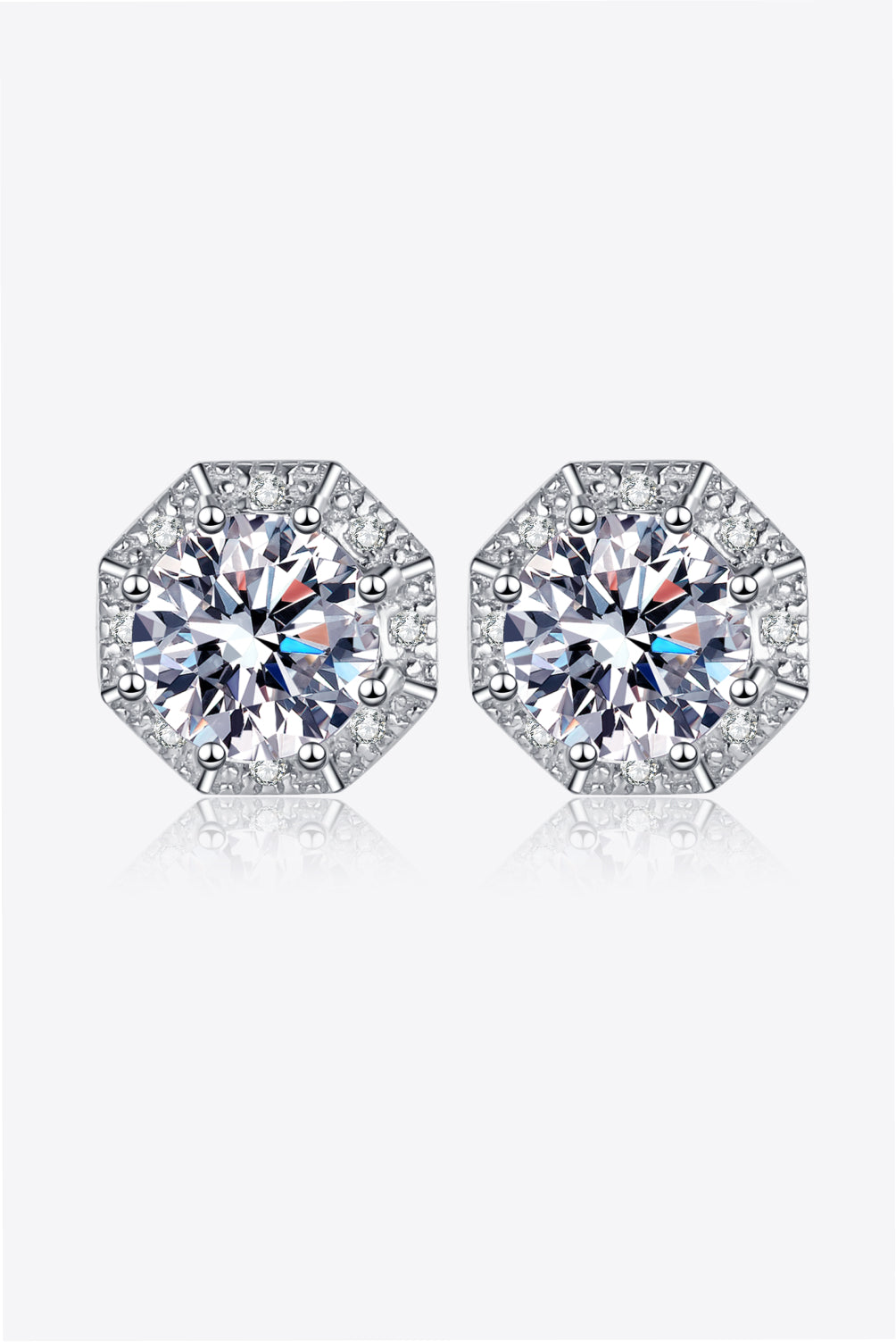 2 Carat Moissanite 925 Sterling Silver Stud Earrings Jewelry Silver One Size