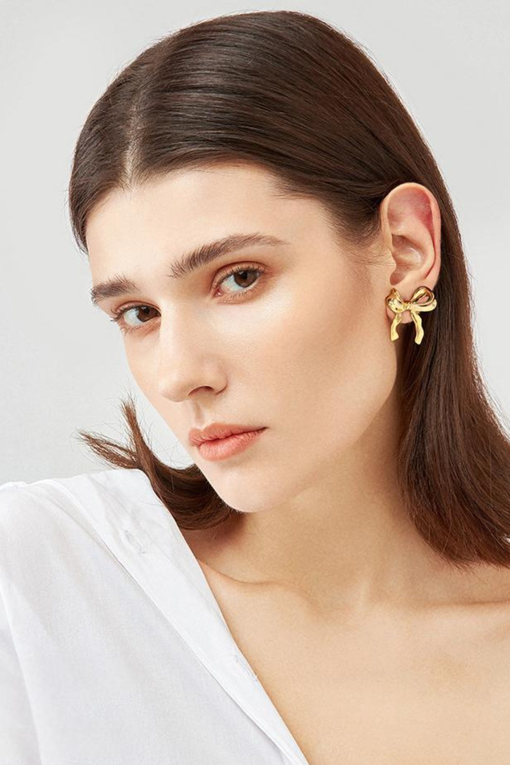 Brass Bow Stud Earrings Earrings
