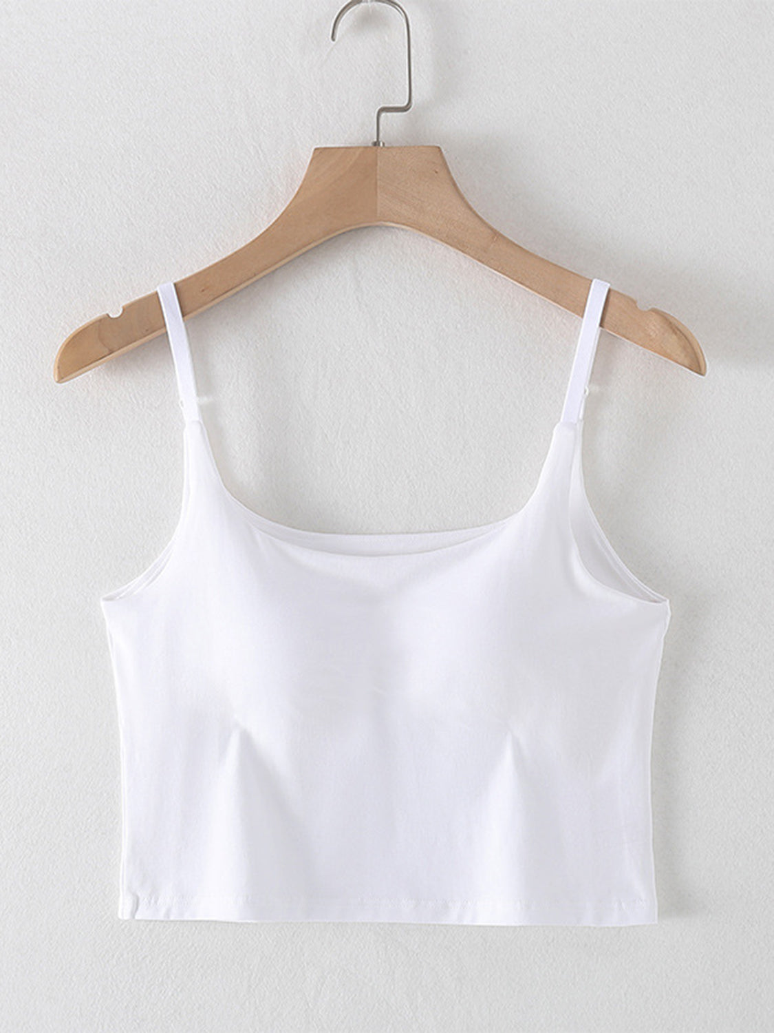 Scoop Neck Cropped Cami with Chest Pads Camisoles White