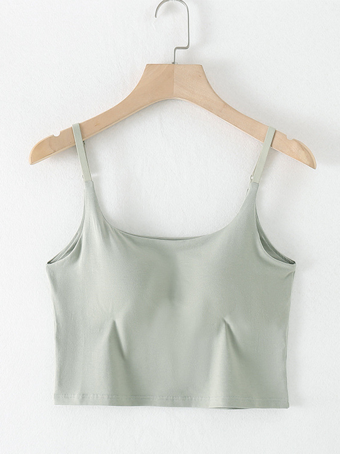 Scoop Neck Cropped Cami with Chest Pads Camisoles Sage