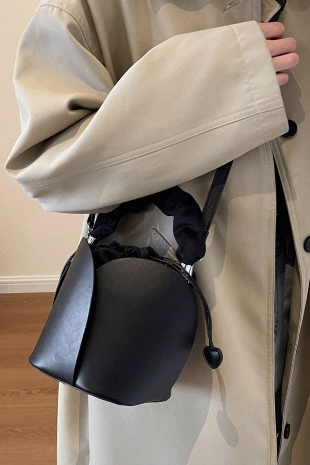 PU Leather Drawstring Bucket Bag Bag