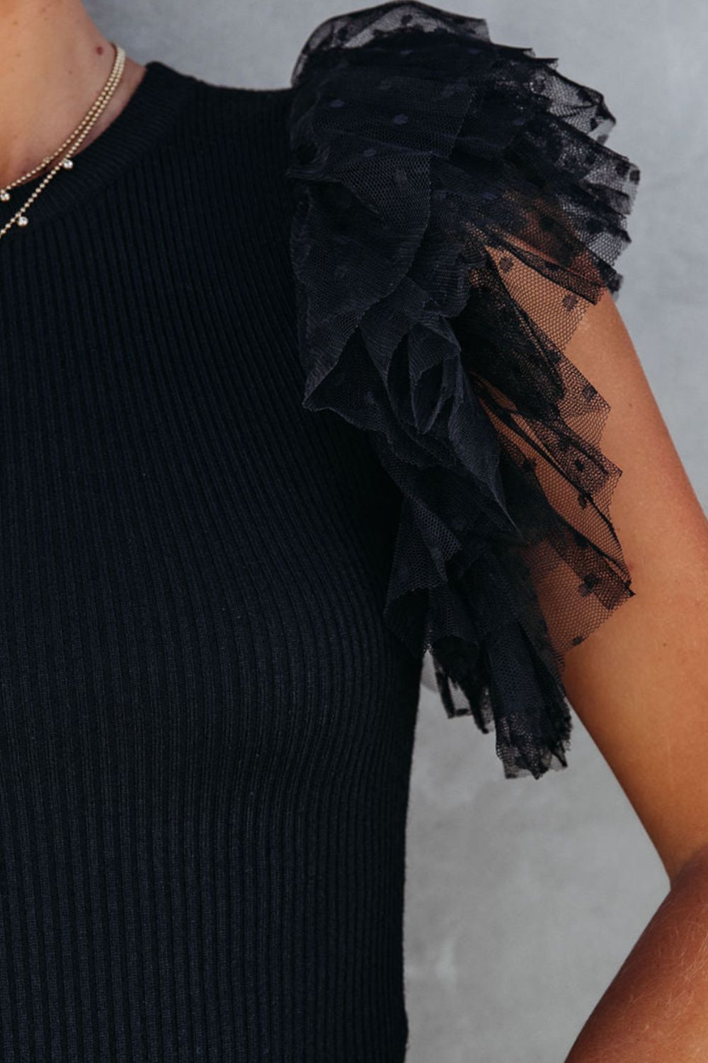 Ruffled Round Neck Cap Sleeve Blouse Blouse