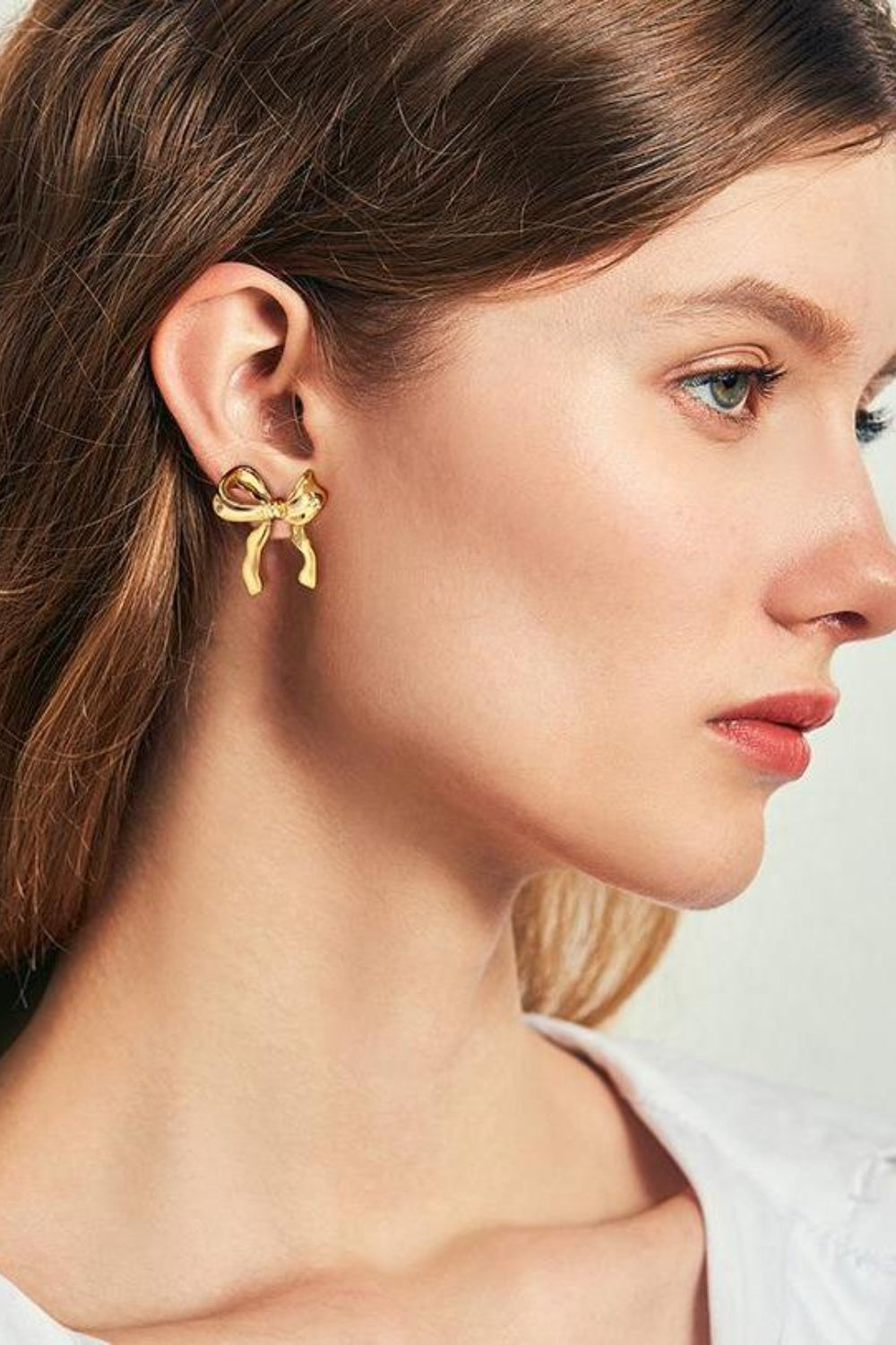 Brass Bow Stud Earrings Earrings Gold One Size