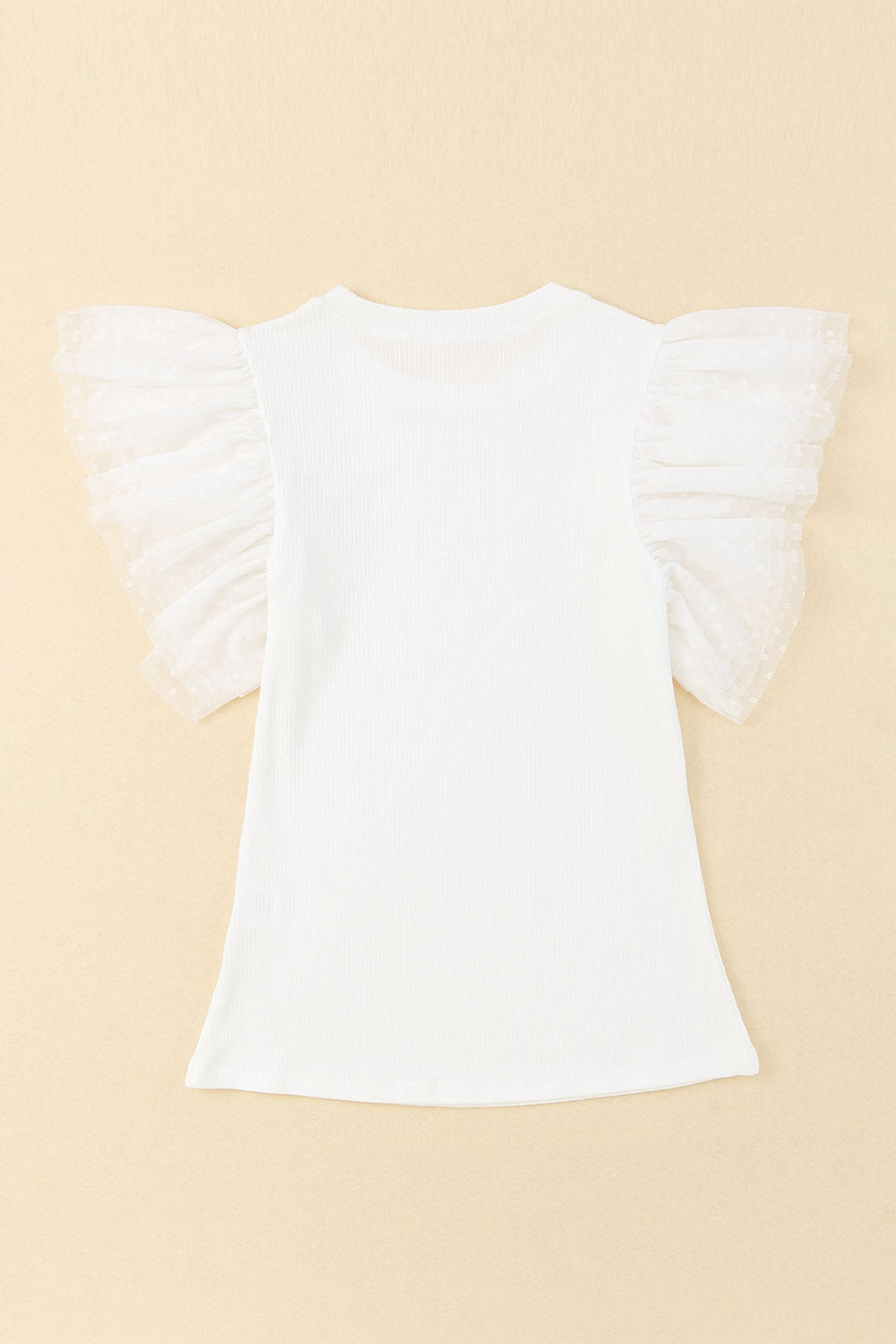 Ruffled Round Neck Cap Sleeve Blouse Blouse
