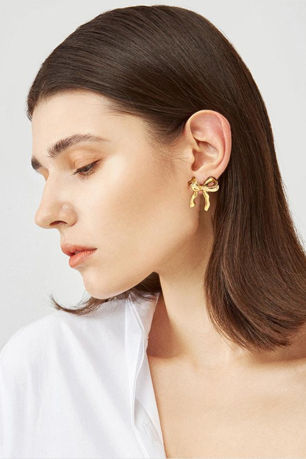Brass Bow Stud Earrings Earrings
