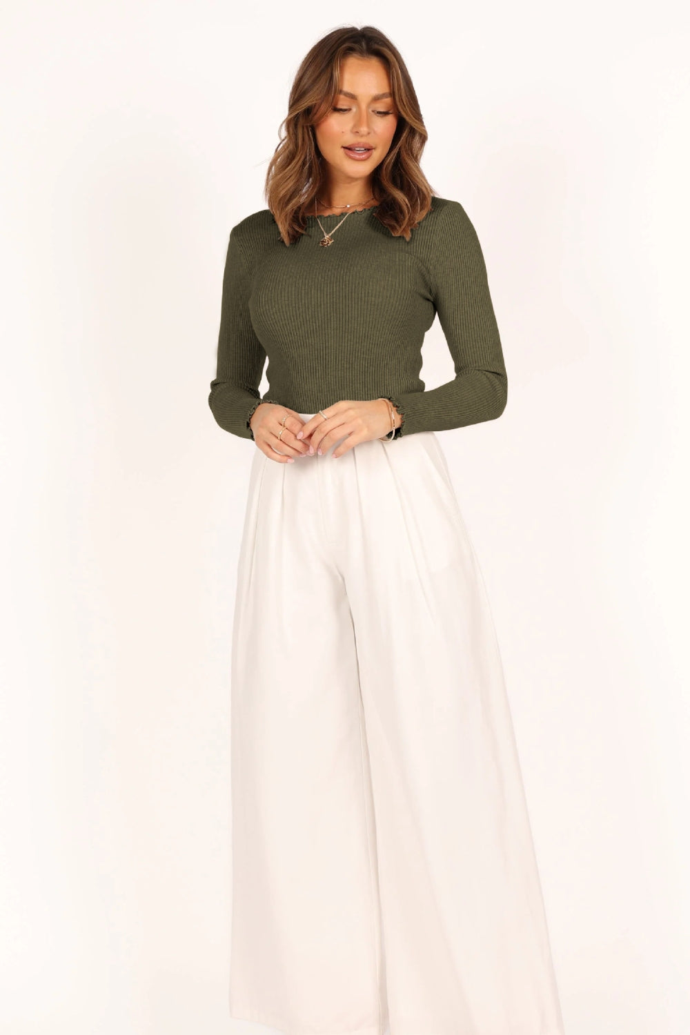 Lettuce Edge Round Neck Long Sleeve T-Shirt T Shirts