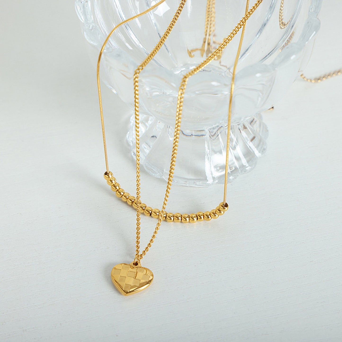 Heart Pendant Double-Lrayed Necklace Jewelry