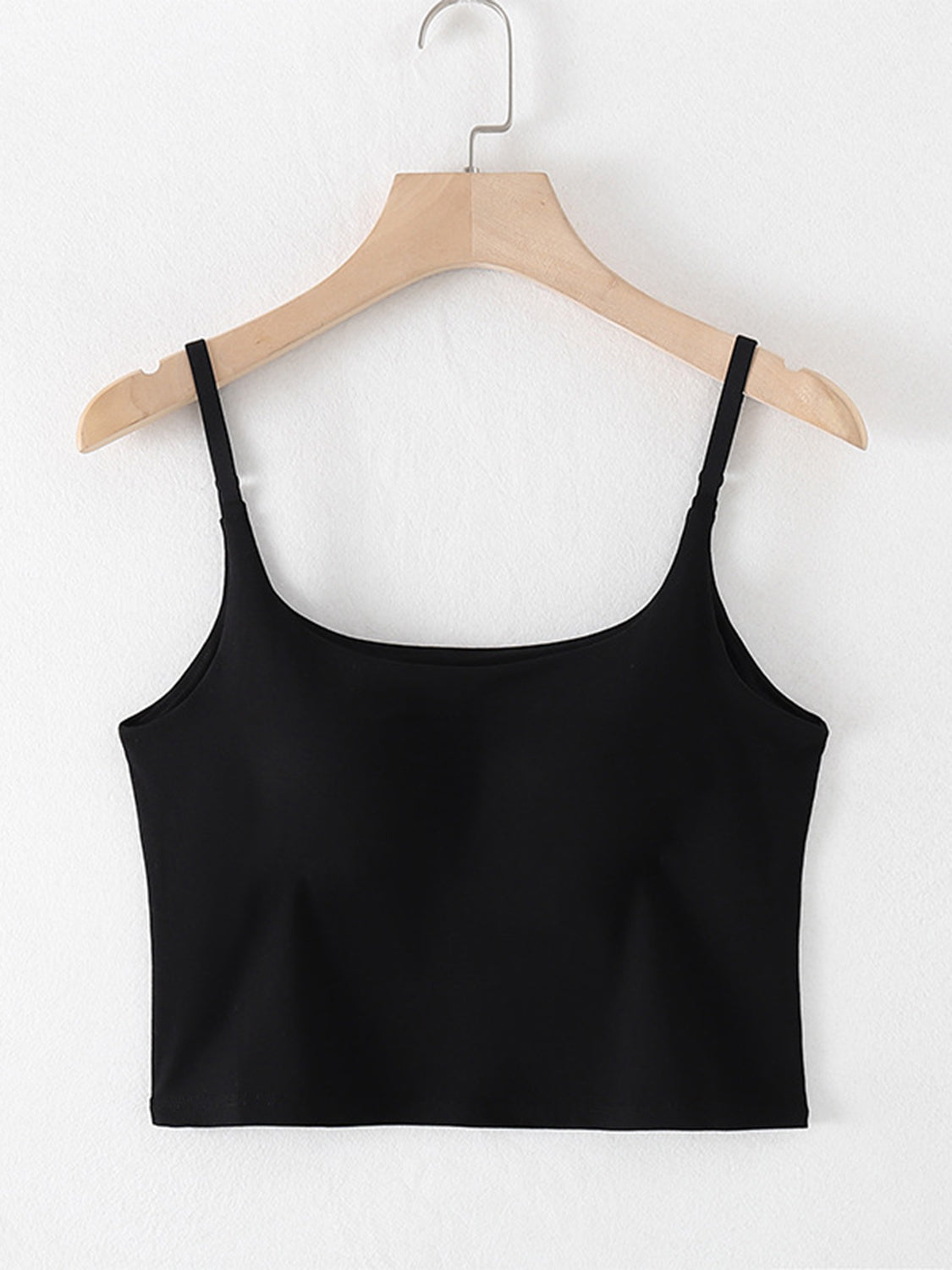 Scoop Neck Cropped Cami with Chest Pads Camisoles Black