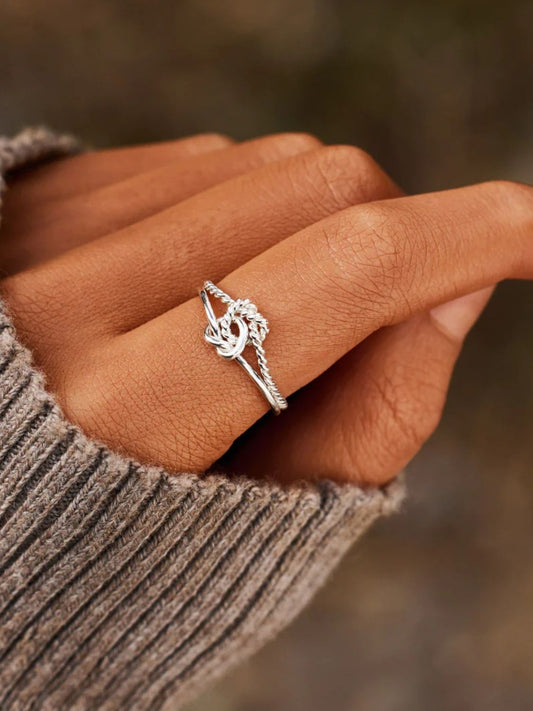 925 Sterling Silver Knotted Ring – Adjustable & Elegant Ring Silver 7
