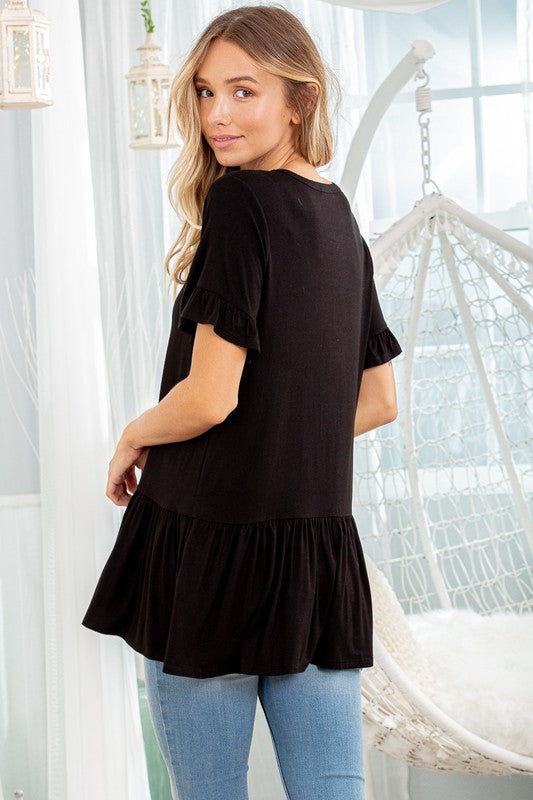 Heimish Plus Size Ruffled V-Neck Short Sleeve Blouse – Chic & Comfortable Blouse
