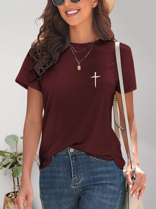 Cross Graphic Round Neck T-Shirt - Swift Pickup