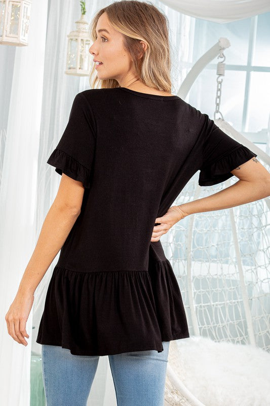 Heimish Plus Size Ruffled V-Neck Short Sleeve Blouse – Chic & Comfortable Blouse