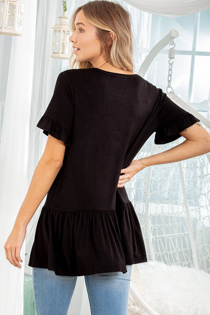 Heimish Plus Size Ruffled V-Neck Short Sleeve Blouse – Chic & Comfortable Blouse