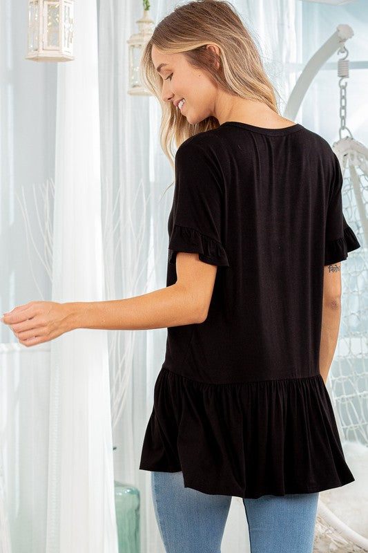 Heimish Plus Size Ruffled V-Neck Short Sleeve Blouse – Chic & Comfortable Blouse