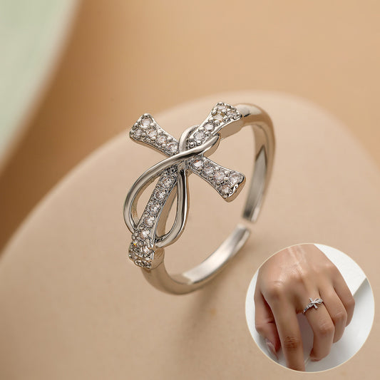 Elegant Copper Cross Ring — Adjustable Fashion Accessory for Women Ring