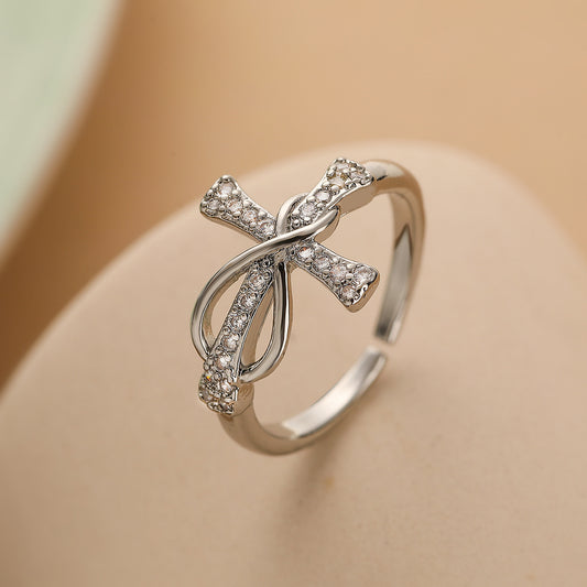 Elegant Copper Cross Ring — Adjustable Fashion Accessory for Women Ring